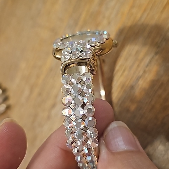 Vintage Vernier AB Swarovski Crystal Cuff Bracelet Watch - Picture 7 of 10